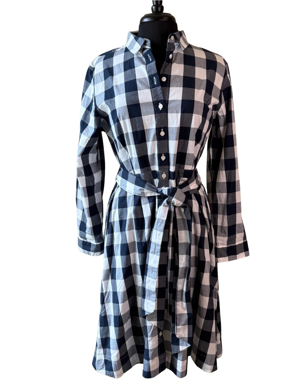 J. CREW Buffalo Check Shirtdress Size 12 Navy White